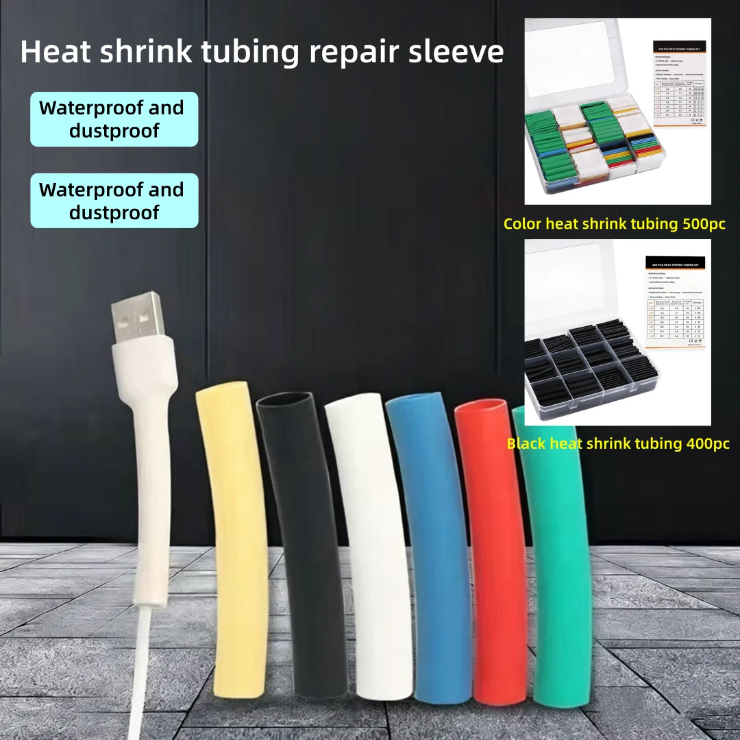 400PCS 3:1 Heat Shrink Tubing Kit, Adhesive Lining, Marine Grade Shrink Packaging, 7 Sizes of Industrial Heat Shrink Tubing