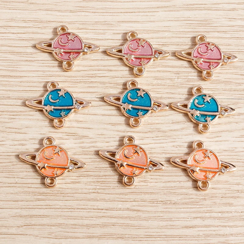Tusember 10 Stück Emaille Galaxy Planet Mond Stern Charms Anhänger für Halsketten Ohrringe Armbänder DIY Schlüsselanhänger Schmuckzubehör – Detail 7