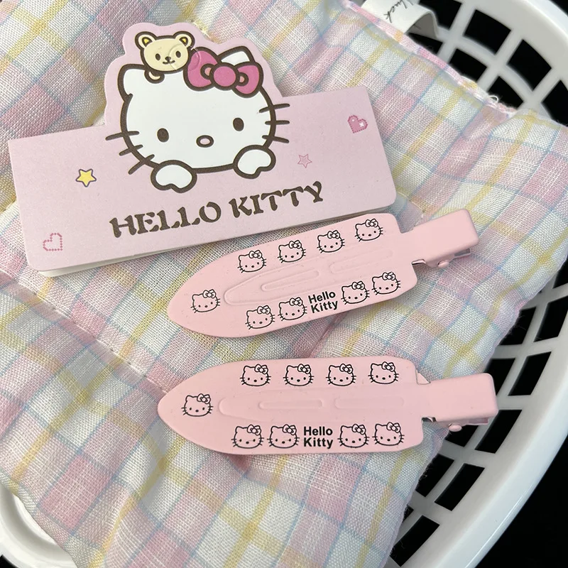 Kawaii 2pcs Hello Kitty Seamless Hairpin Cute Cartoon Sanrio BB Hair Clip Accessories Headwear Bangs Clip Sweet HairClips Gifts