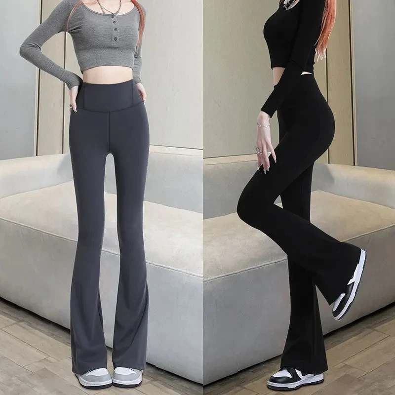 Leggings Boot Cut Yoga Summer Woman Pants Wide Leg Thin Tunic High Waist Floor-Length Casual Trousers Aesthetic Korean Style
