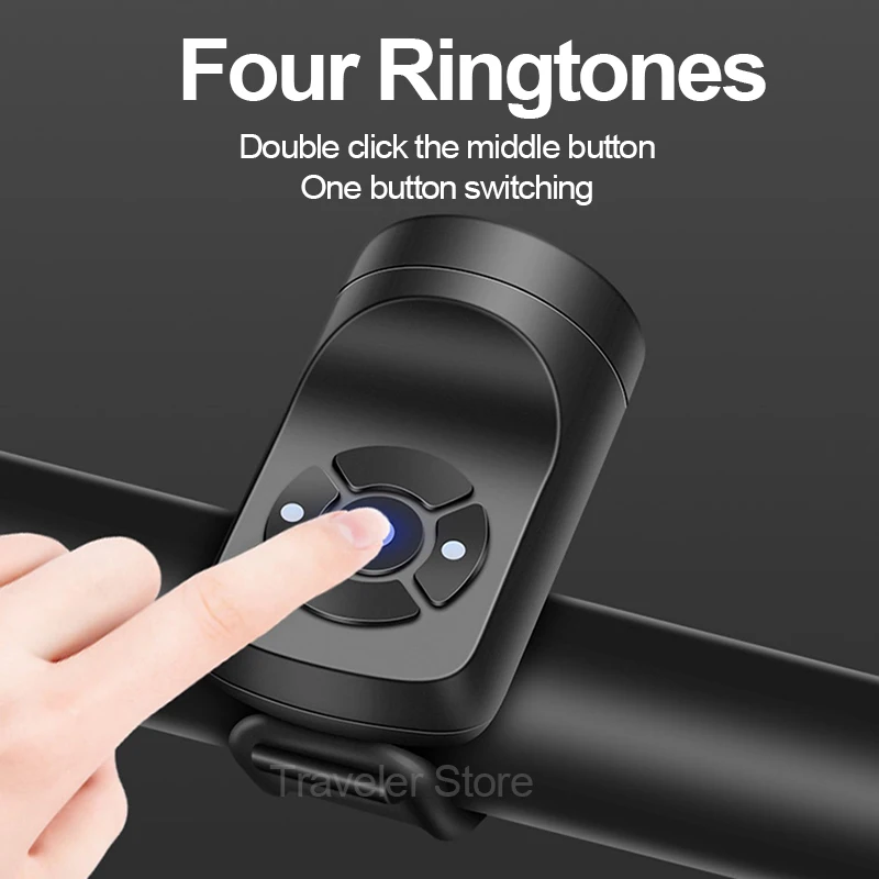 120 dB Bicycle Doorbell Horn USB Chargeable Electric Horn 4 Modes Motorcycle Bike Horn Mountain Road Cycling Anti-theft Alarm