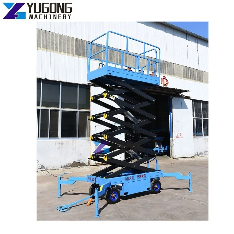 

4 M 6m 8m 12m 14m 16m 18m Mobile Type Hydraulic Battery Trailer Electric Scissor Lift Table 24V DC with Cheap Price