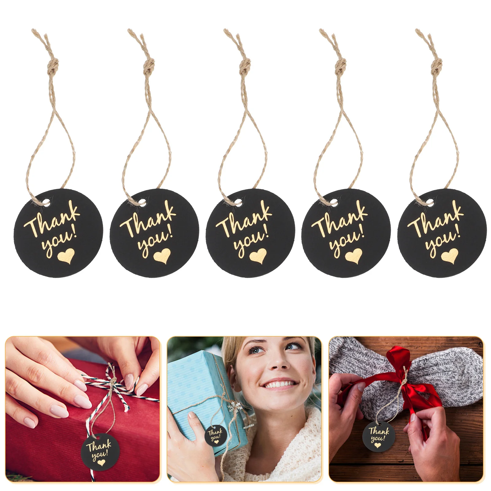 100 قطعة من البطاقات المستديرة المصنوعة من رقائق الذهب مع فتحات مثقوبة مسبقًا لحفلات الزفاف وحفلات أعياد الميلاد وديكور علامات شكرًا لك #6