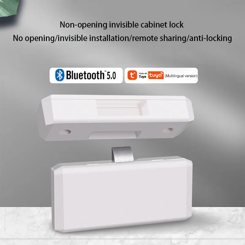 Tuya Smart Bluetooth Drawer Sensor Lock Keyless Invisible No Hole File Cabinet Lock Smart Life App Remote Control Drawer Switch