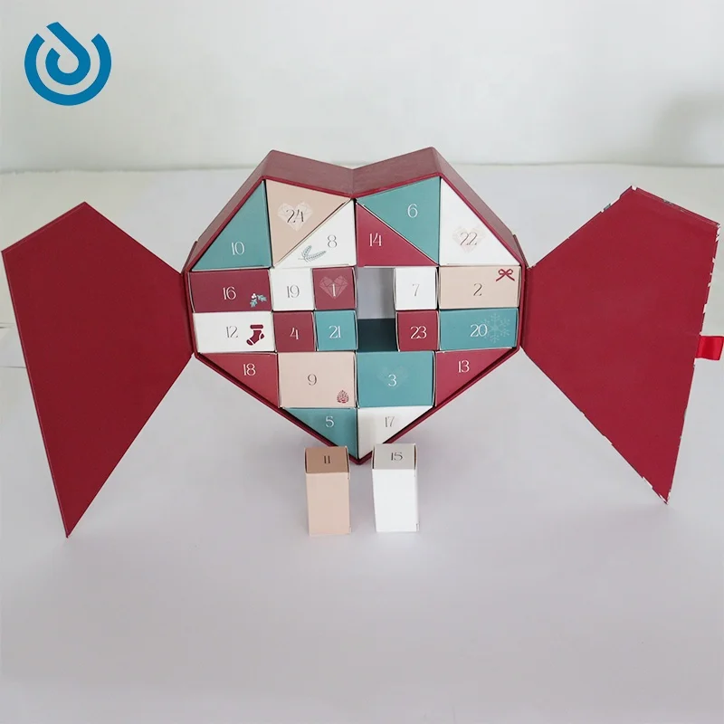 Customized queryHeart Shaped Valentine's Day Blind Box DIY Mystery Paper Christmas Advent Calendar Box Jewelry Packaging Box Wit