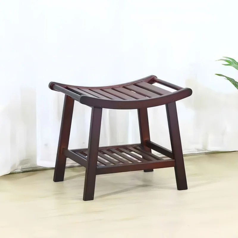 

Новый Нескользящий Бамбуковый Стул для Душа, Легкий Портативный Стул для Ванной, Водонепроницаемая Низкая Скамейка для Пожилых, Устойчивый