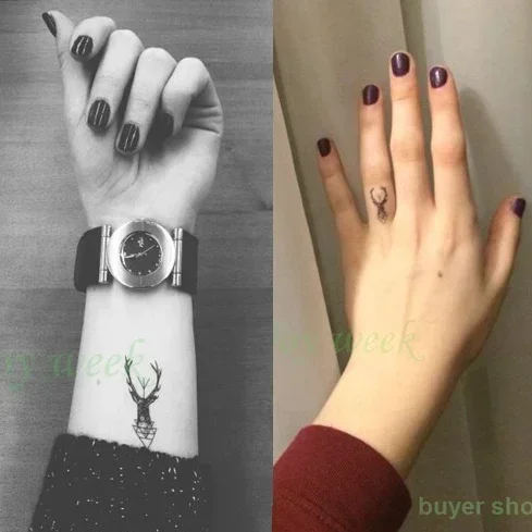 Waterproof Temporary Tattoo Sticker elk head deer bucks horn antlers henna tatto flash tatoo fake tattoos for men women view 4