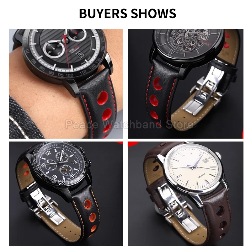 20 مللي متر مشبك من الفولاذ المقاوم للصدأ البني لتيسو T-Race T044614A T044417A T100.417 T100.427 حزام ساعة من جلد البقر عالي الجودة