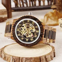 2025 Luxury Dual Tone Wooden Hollow Mechanical Watch with Trendy and Personalized Design for Men's Business and Leisure Watches