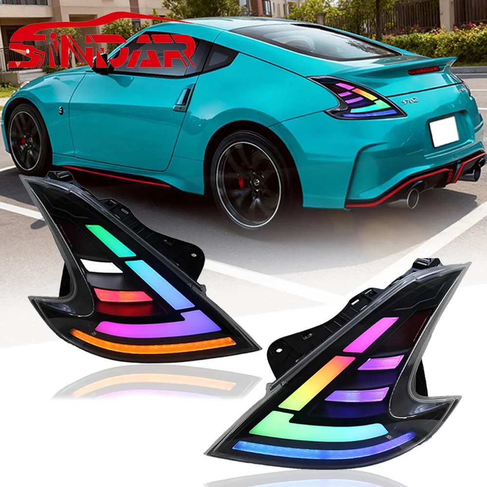 SINDAR Car RGB Taillights Assembly for Nissan 370z 2008-2019 Upgrade Modified LED Projector Tail Lamp Accessories