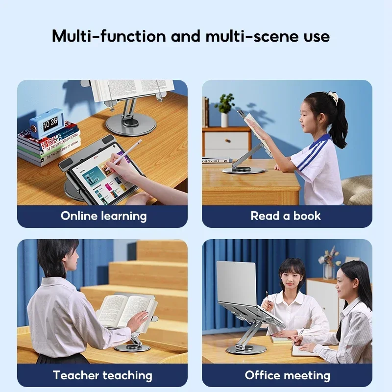 Oatsbasf Desktop[ Metal Tablet Stand Adjustable Tablet Holder 360 Degreee Rotatable Laptop Mount for Office Room Reading Stand