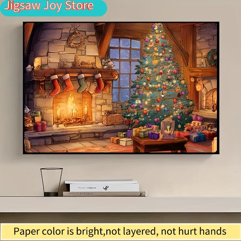 1 Box  Mini Paper Puzzles for Adults: "By the Christmas Hearth" or for party Games & Activities, 38x26cm (15x10.24 inches), To