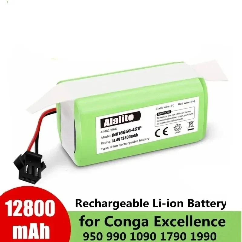 14.4V12.8Ah Li-ion battery for Cecotec Conga Excellence 950 990 1090 Ecovacs Deebot DN621 601/605 Eufy RoboVac 35C Panda i7 V710