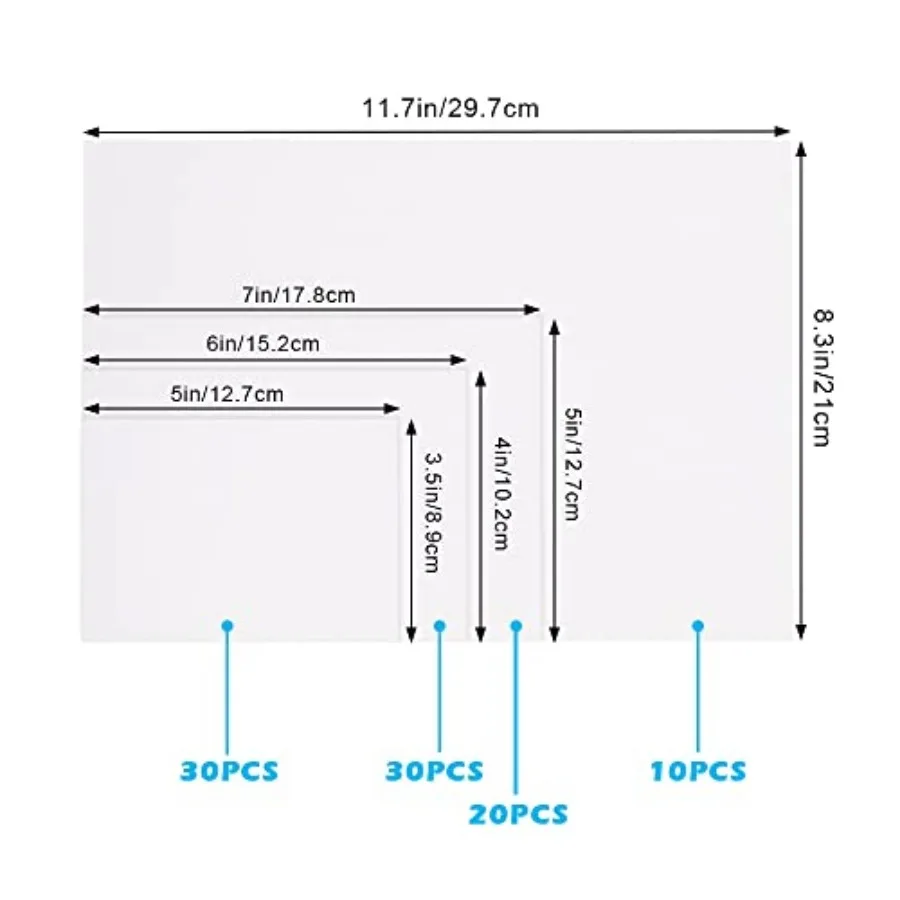 Photo Paper, 200gsm High Glossy White Photographic Paper, Advanced Picture for Inkjet Printer 90 Sheets, 3.5 x 5, 4 x 6, 5 x 7,