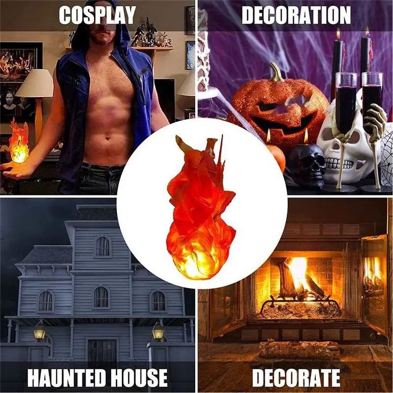 Halloween Magic Fire Ball on the Hand Home LED Decoration Luminous Fireball Exquisite Ornaments Black-ABLM