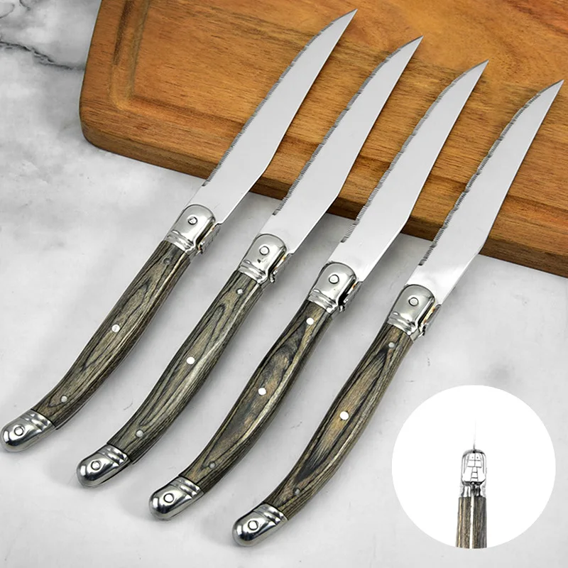 4-10pcs Laguiole Stainless Steel Steak Fork Knife Tableware Cutlery Set Tableware Grey Color Handle Cutlery Dinner Forks Knives