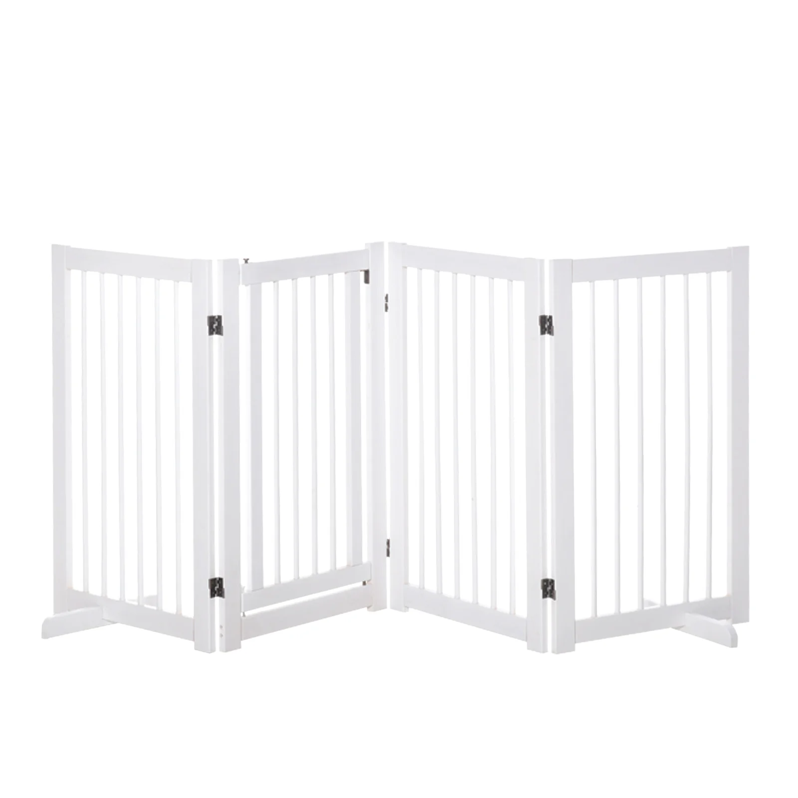 PawHut 4 panel folding dog barrier with door 220x36x91 cm White