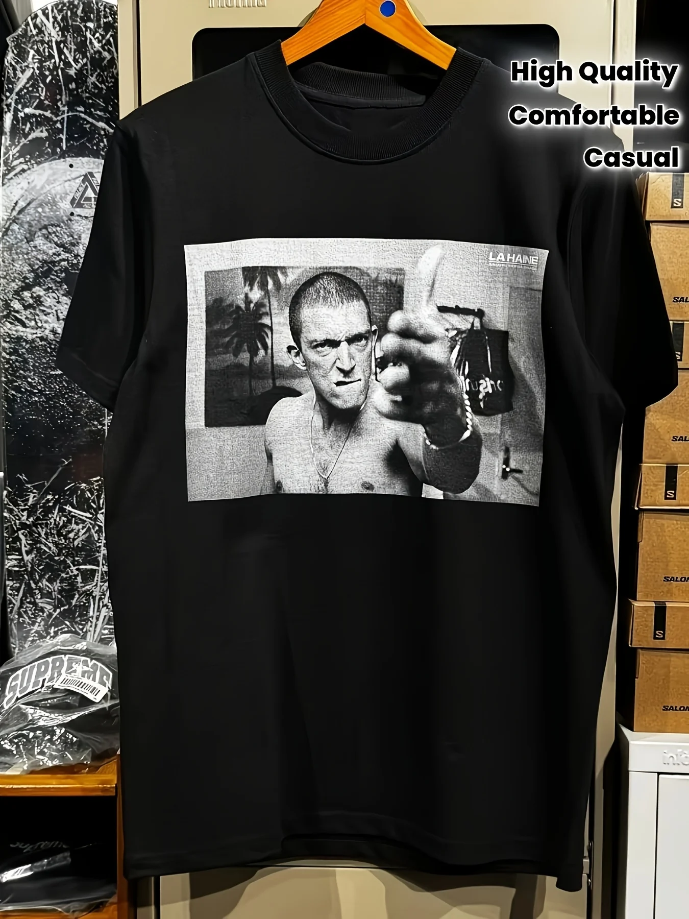 Men's LA Haine Talk To Me Punk Graphic T-Shirt Bold Print Soft Everyday Tee Suitable for Year-Round Wear