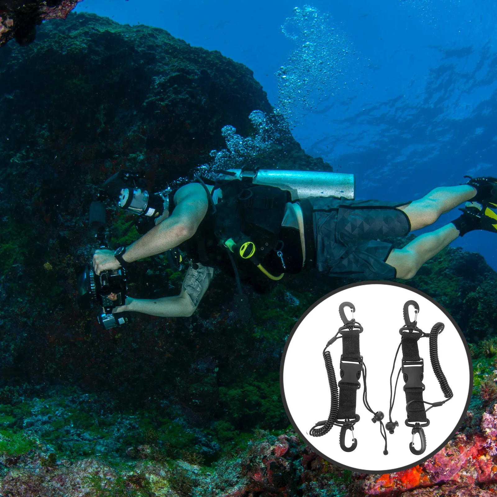 

2Pcs Diving Camera Wrist Strap Anti Loss Spring Lanyard Durable Safe Underwater Photography Gear Scuba Diving Lanyard