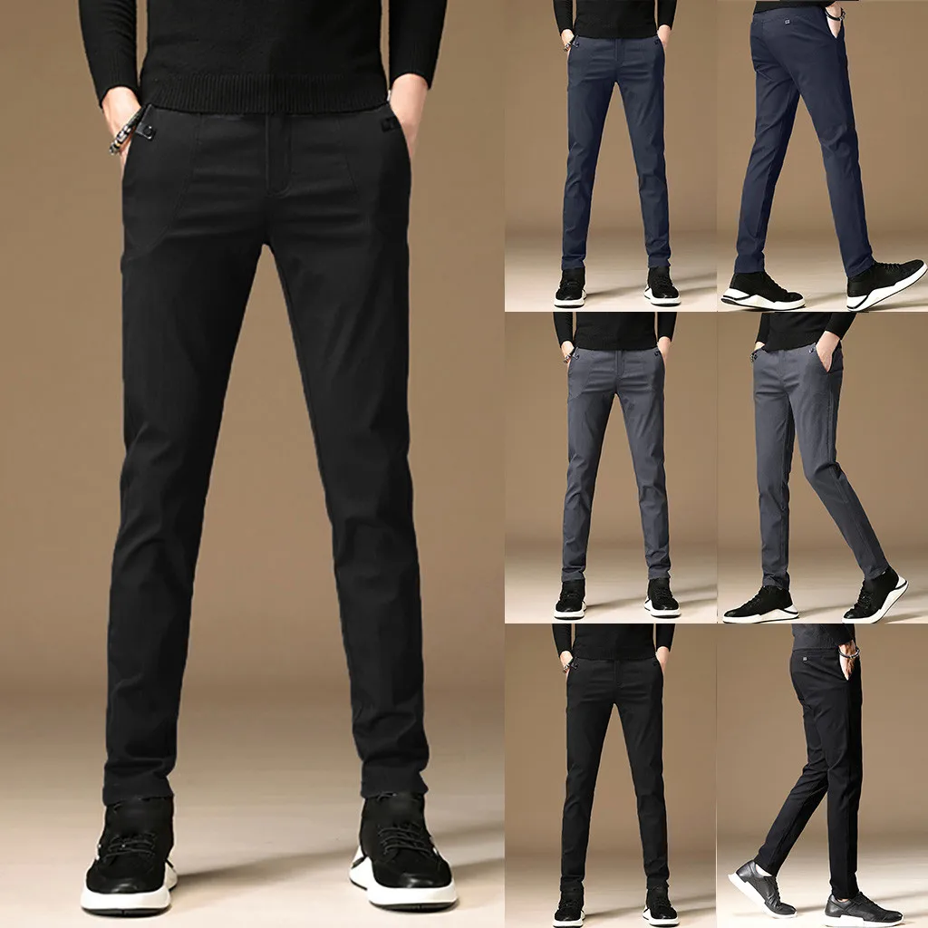 Mens Fashion Trousers Tethers Elastic Belts Small Feet Casual Pants E Motion Pants for Men