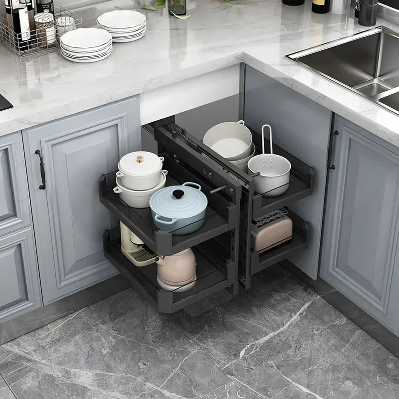 

For Corner pull basket, kitchen cabinet storage rack, storage rack, corner aluminum rotating small monster fully pulled out