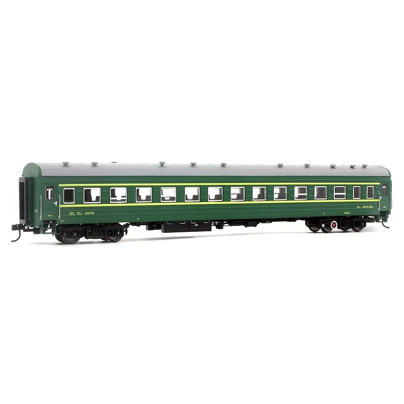 Train Model 1/87 HO China Railway Hard Seat YZ22 Passenger Car Old Green Leather Bus Rail Car Model Toy