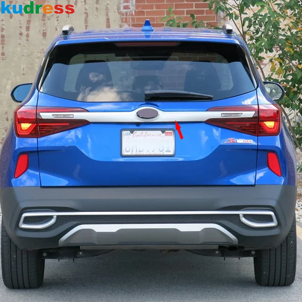 For Kia Seltos 2019 2020 2021 2022 Carbon Fiber Car Rear Trunk Lid Cover Trim Tailgate Lip Molding Garnish Strip Accesories