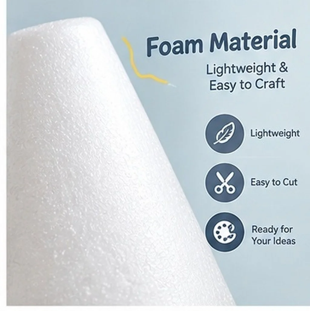 Craft White Solid Foam Cone for Kids DIY Cone Ornaments Cake Stand Flower Centerpiece Preschool Church Kindergarten Activity
