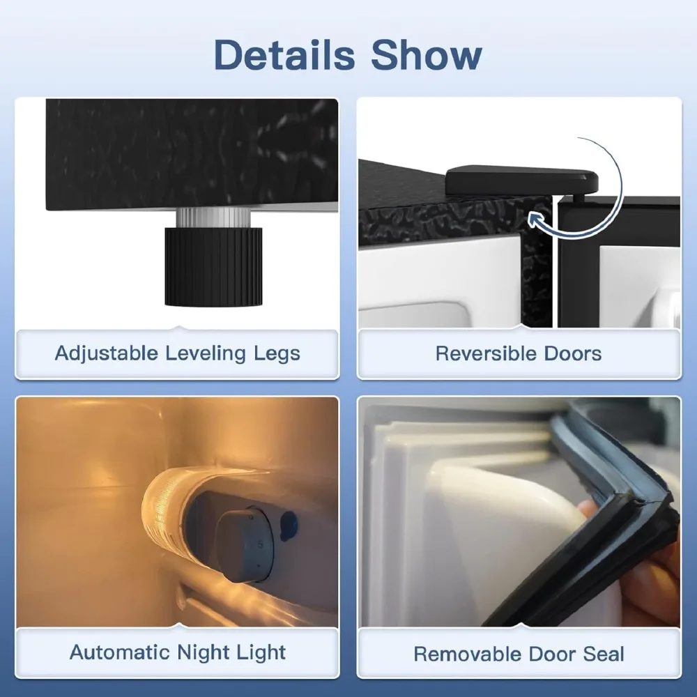 냉동고가 있는 소형 냉장고, 4.0 Cu.Ft, 냉동고가 있는 Samll 냉장고, 온도 조절 가능, 5 가지 설정