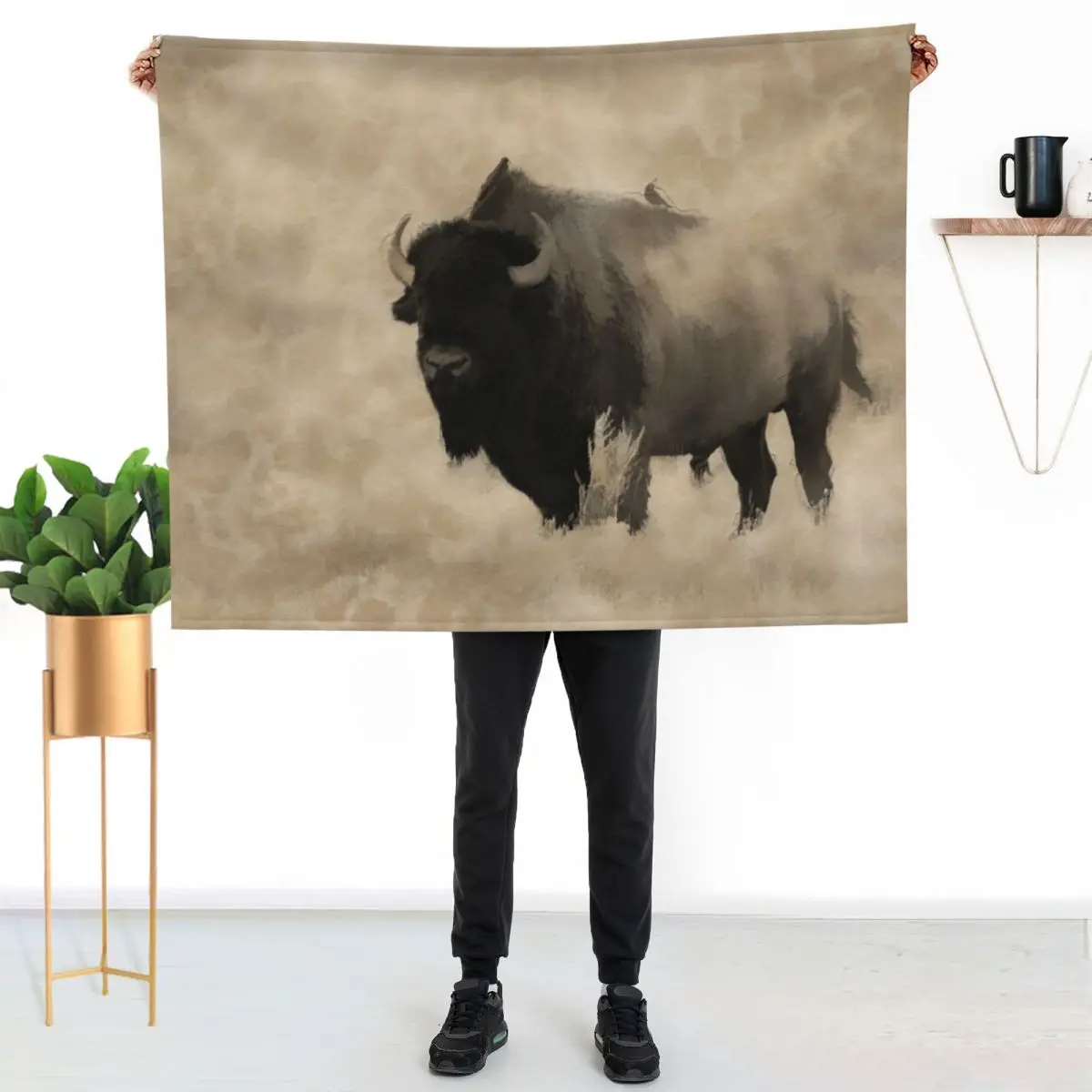 

American Buffalo - Plains Bison Throw Blanket Reusable Durable Soft Blanket for All Seasons