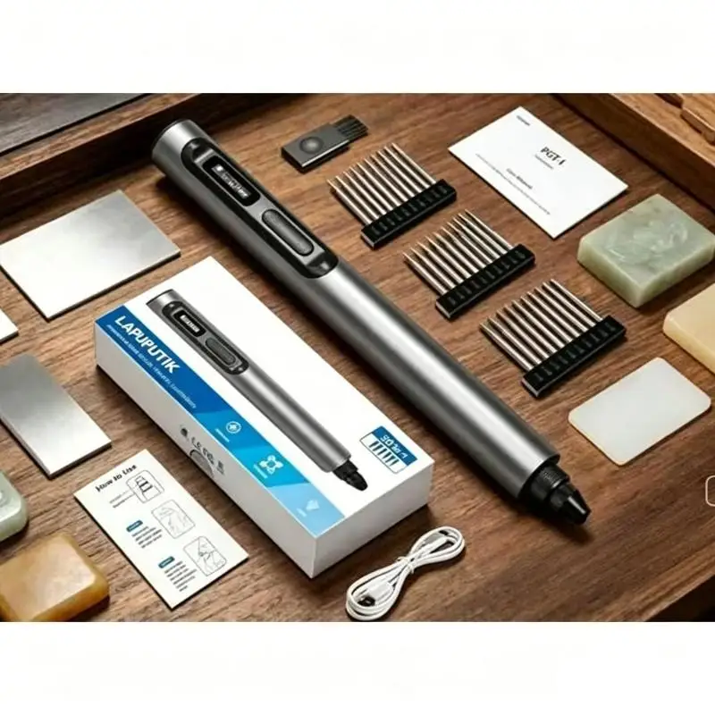 Gravurstift für Metall, Holz, Glas, Kunststoff, Gravierstift mit LED-Licht, 5 Geschwindigkeiten, kabellos, leichtes Geschenk für – Detail 10