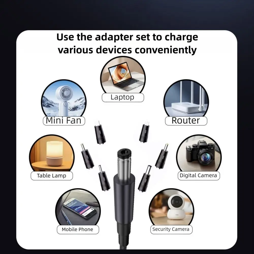 Digital Display USB C to DC PD Adapter Cable 5V/9V/12V/15V/20V with 28/34 Connector Tips Type-C to DC Power Cord Fast Charging