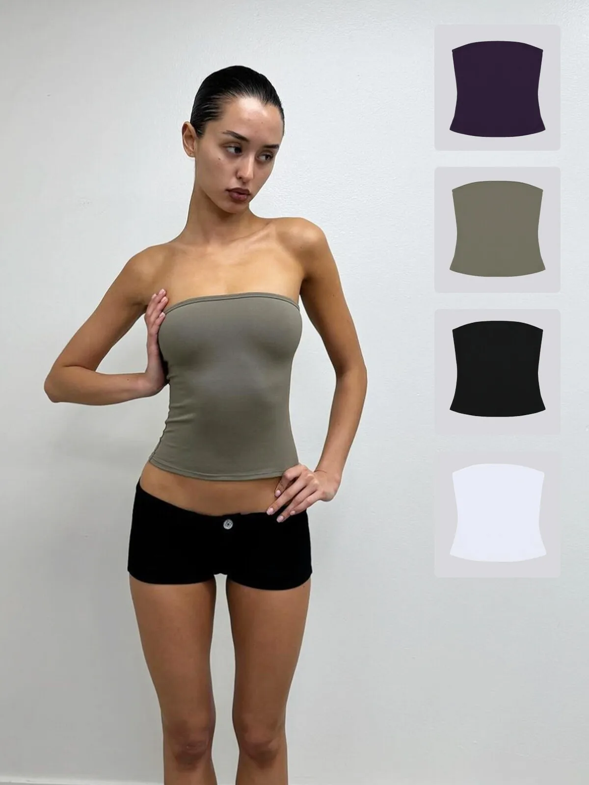 

Tank basic tube top, the same fabric as the vest, high elastic and skin-friendly kiko, the same top.