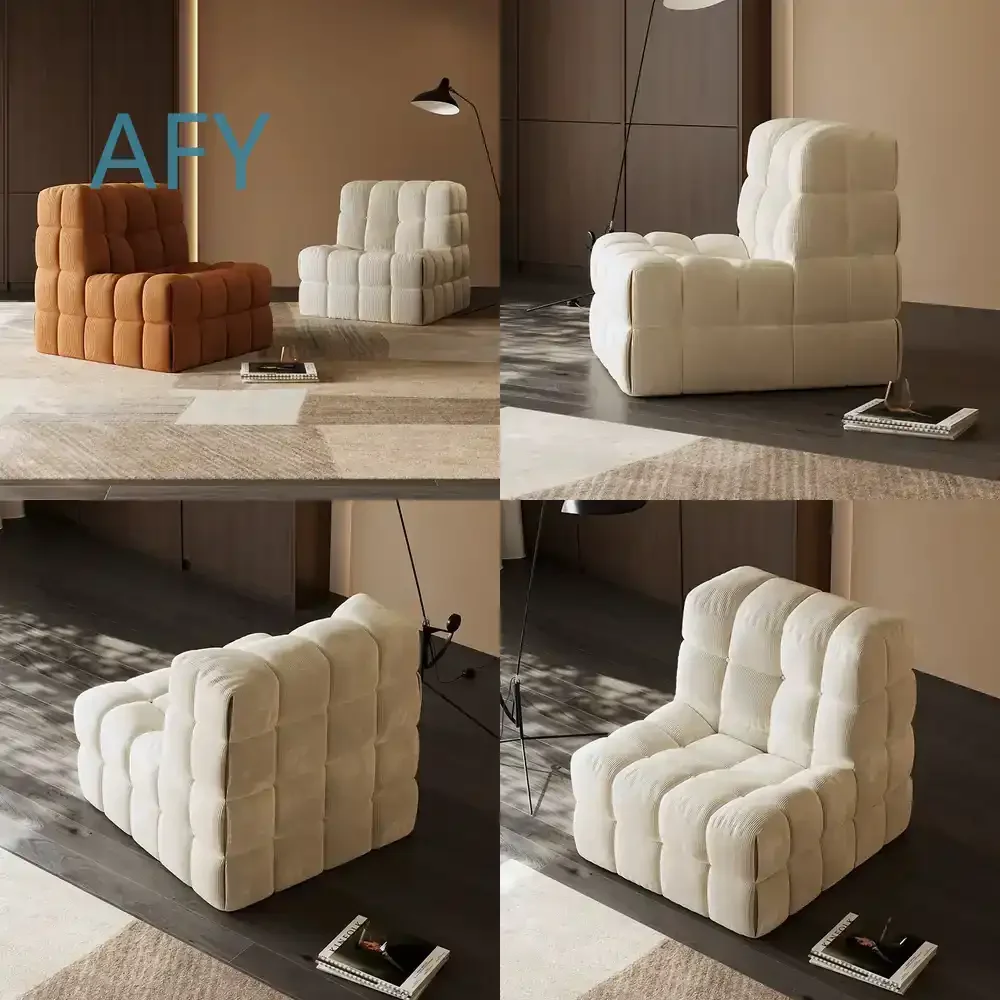 Vacuum Compressed Kasahara Waffle Corduroy Single Sofa for Living Room Designer Leisure Lazy Chair
