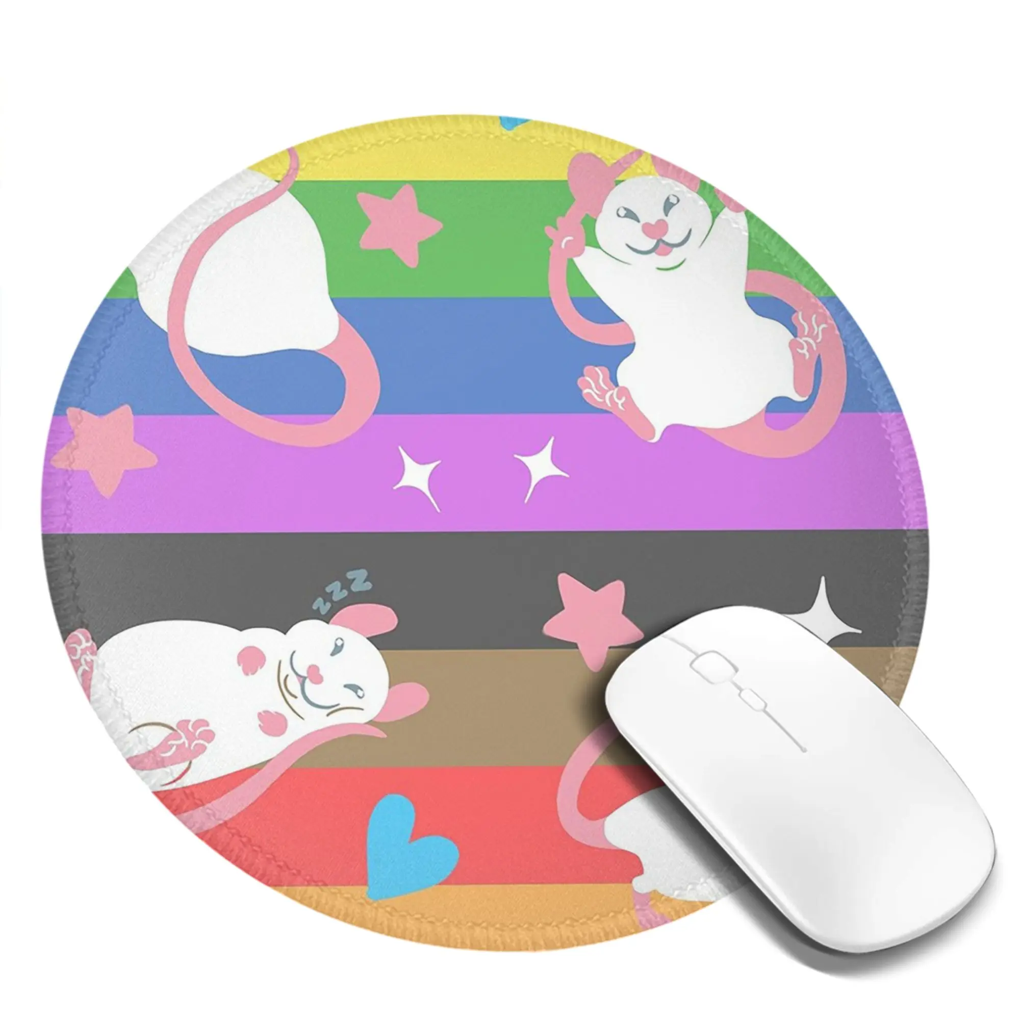 LGBTQ Pride Rat Pattern Rainbow Mouse Pad Computer Keyboard Mouse Mat Gaming PC Laptop Desk Mat Office Accessories Table Mats