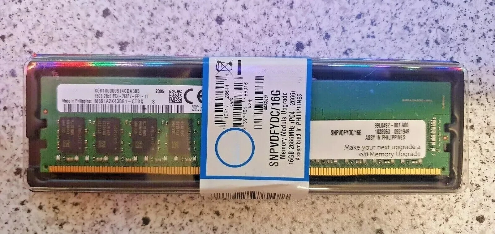 NEW SNPVDFYDC/16G AA335286  2RX8 16GB DDR4 PC4-2666V Unbuffered UDIMM ECC Memory