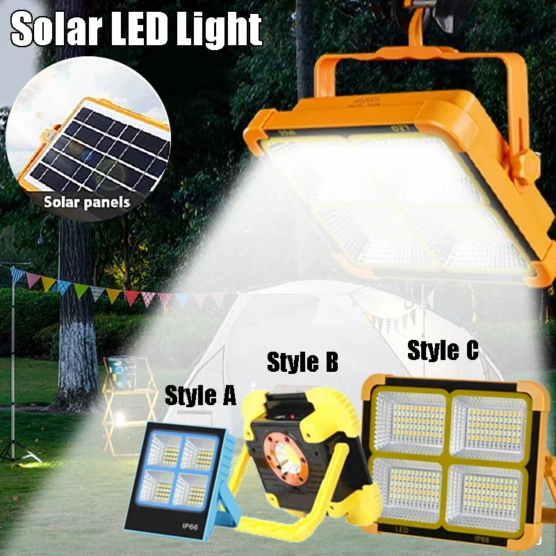 Solar LED Light Portable Rechargeable Lamp Camping Lantern Hanging Tent Lights Waterproof Outdoor Strong Work Lighting