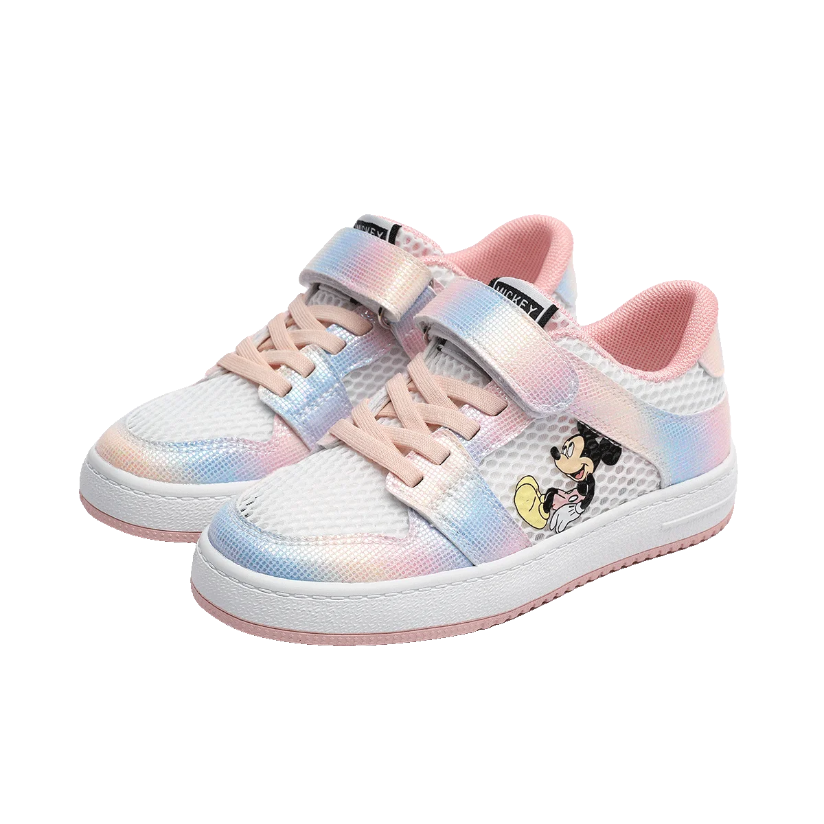 Disney Children Mickey Shoes Summer Low-top Breathable Soft-soled Sneakers Student Mesh Skate White shoes Size 24-37