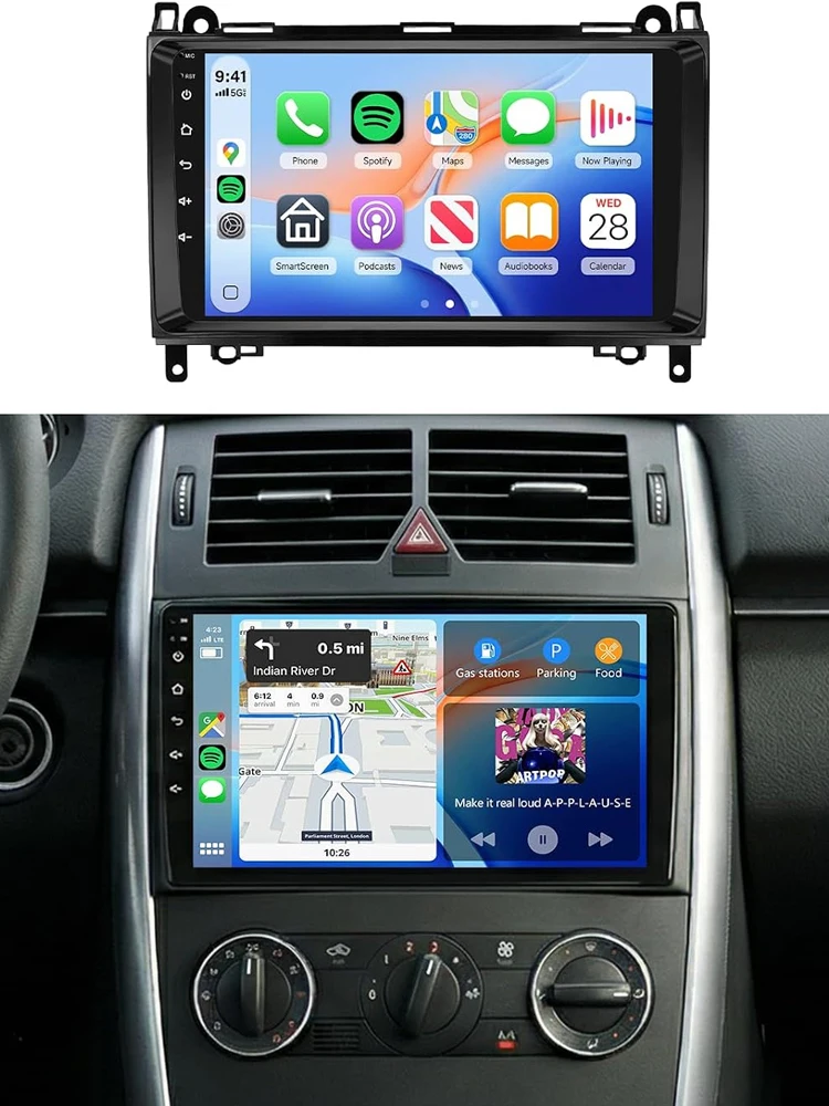 9 Zoll Android 13 Doppel-DIN Touchscreen Autoradio 2GB+32GB für Mercedes-Benz B200 2004-2012 W169 W245 B160 B170 B180 W639 Vito Viano W906 Kabelloses Carplay & Android Auto GPS-Navigation mit FM RDS