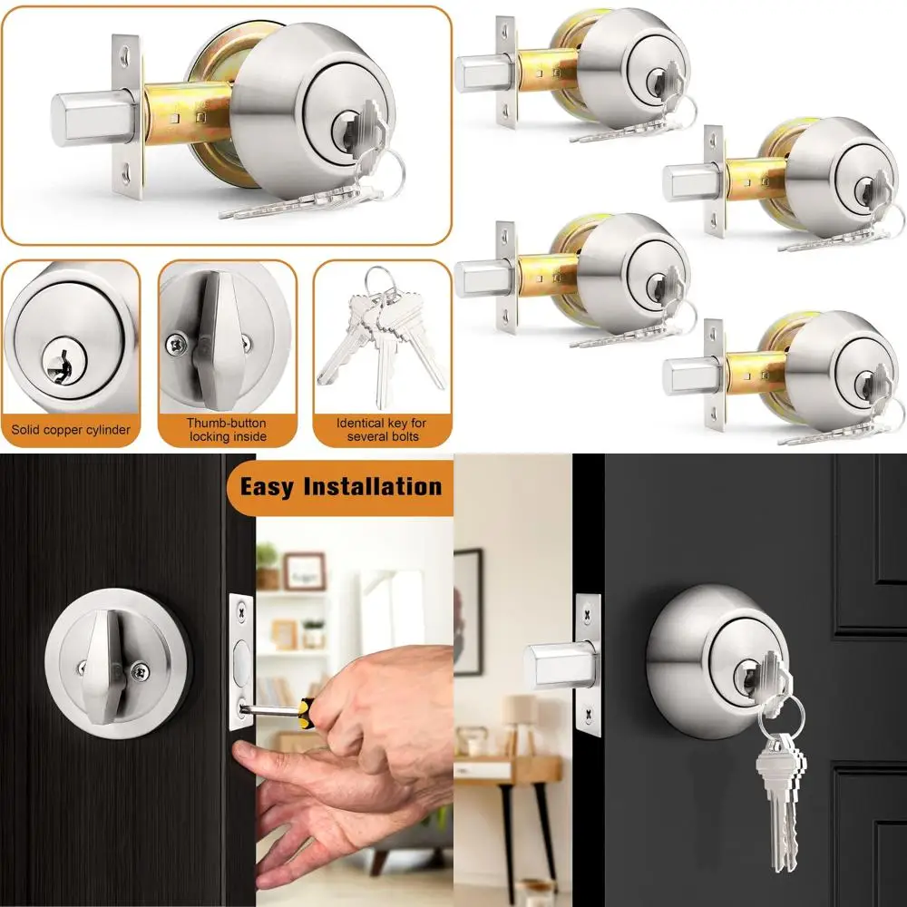 

Комплект из 4-х одинарных цилиндровых замков с одинаковым ключом, матовый никель, ключи в комплекте, 3 ключа, для внутренних и наружных дверей