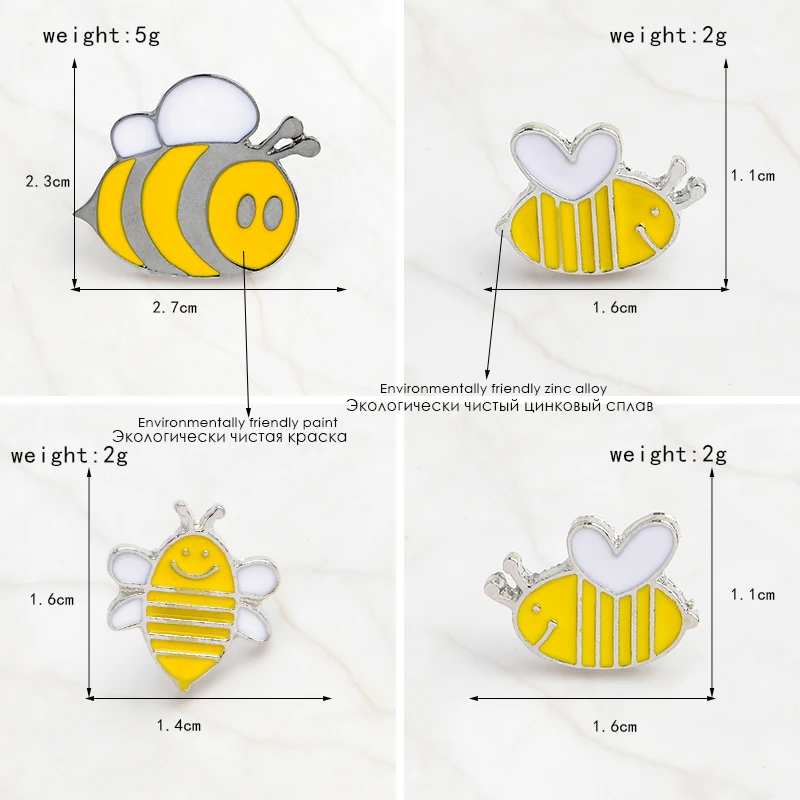 Alfileres de animales esmaltados, broche de insecto y abeja de miel sonriente, Pin para chaqueta vaquera, hebilla, insignia para camisa, joyería de animales, regalo para niños