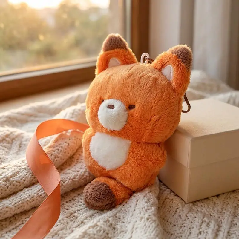 Seonghyeon Fox Stuffed Keychain Adorable Mini Plush Doll Pendant Portable Bag Charm for Teens Backpack Daily Use