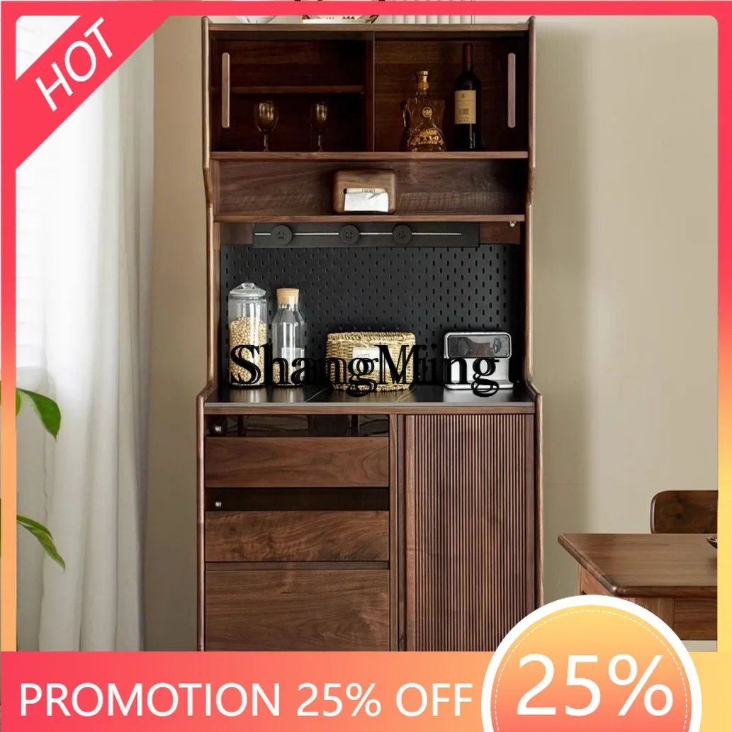 

ZYYBlack Walnut Wood Sideboard Wall-Mounted Integrated Wood Storage Cabinet Living Room Vintage Storage Cabinet