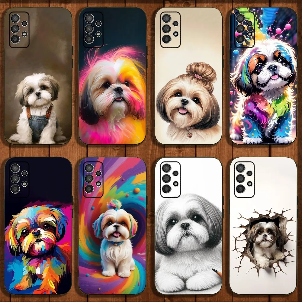 

Shih Tzu Painting Cute Animal Phone Case For Samsung Galaxy A13,A21s,A22,A31,A32,A52,A53,A71,A80,A91 Soft Black Cover