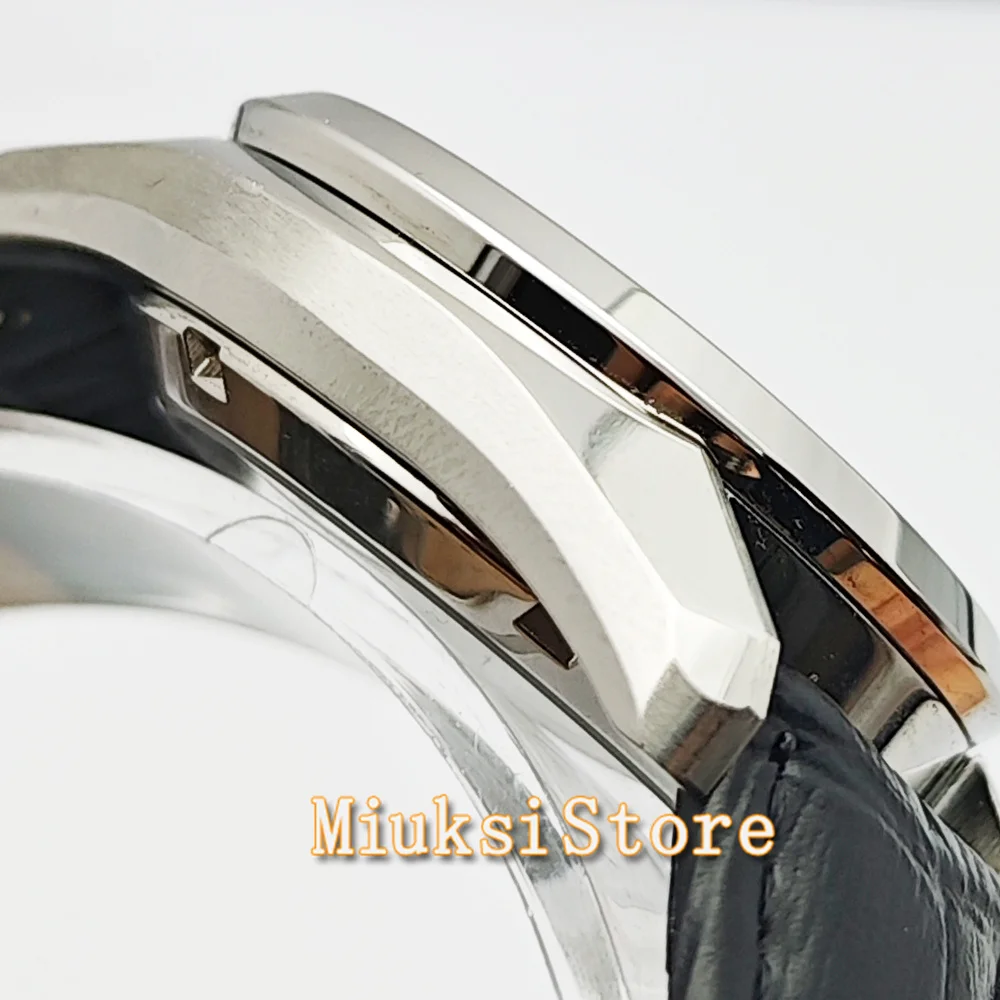 LOGO DIY Jam Tangan Pergerakan Otomatis NH35 Keperakan 36Mm Kustom Jam Tangan Casing Baja Tahan Karat Dial Merah Kaca Safir ﻿