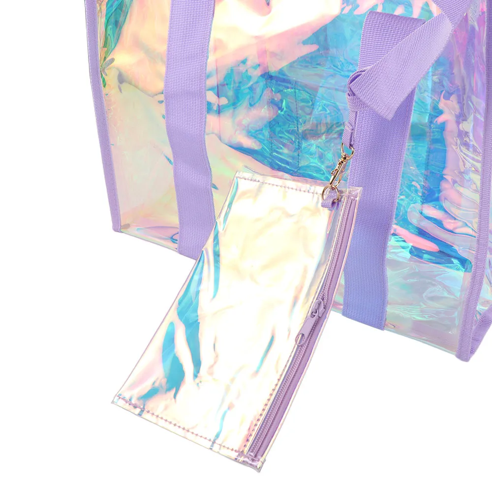 

Waterproof Clear Tote Bag Sandproof Large Capacity Women's Handbag with Mobile Phone Pouch High Quality PVC Shoulder Bag Beach