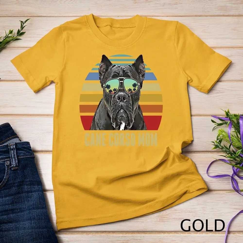 Cane Corso Best Dog Mom Ever Retro Sunset Beach Vibe Unisex T-shirt image 4