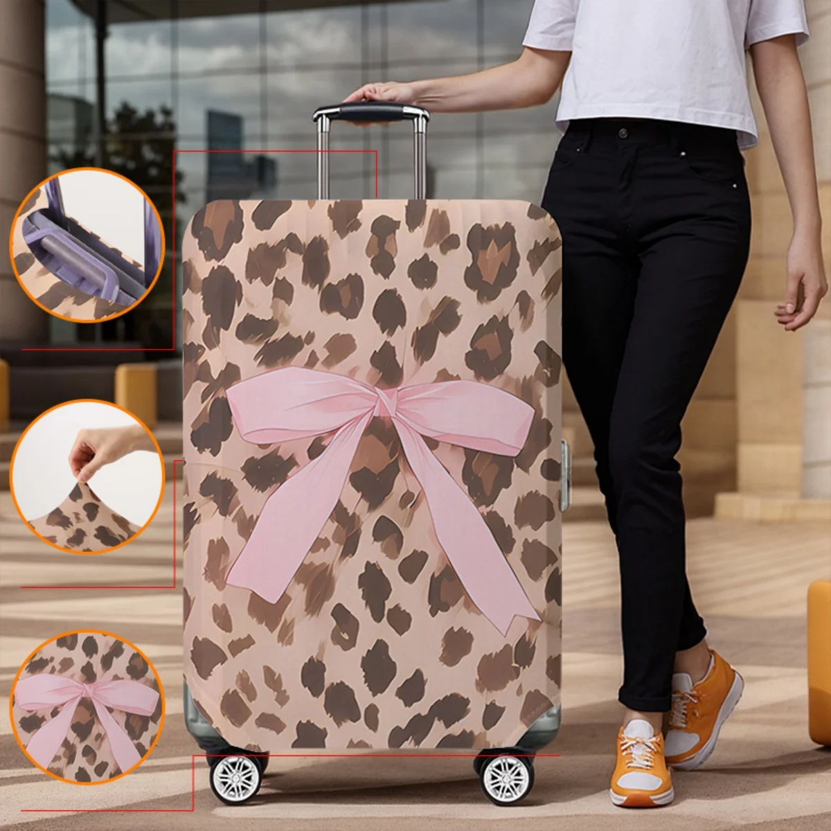 Gepäckschutzhülle mit Tiermuster, Set, geeignet für 18-32 Zoll Gepäckhülle, Koffergriffhülle, Reisezubehör – Detail 2