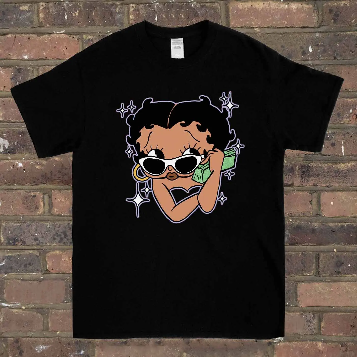 Camiseta de Algodón con Estampado de Dibujos Animados de Betty Boop, Camiseta Negra de Verano 2026, Estilo Vintage para Hombre y Mujer
