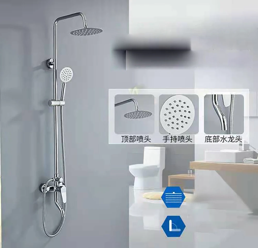 Tianview Household bathroom stainless steel shower lift set shower  bathroom booster nozzle handheld three-position shower
